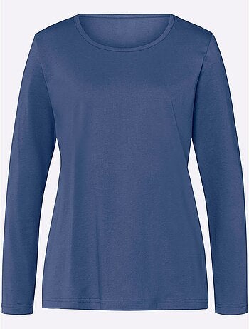 T-shirt à manches longues avec col rond et coupe simple - Taille standard - Moda Vilona