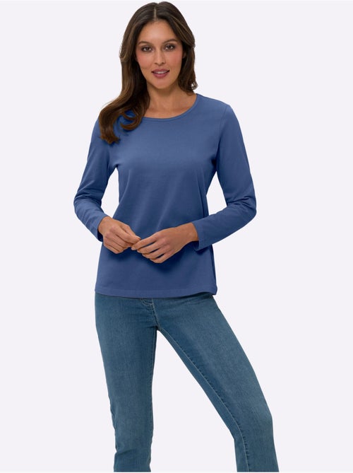 T-shirt à manches longues avec col rond en matière douce - Taille standard - Moda Vilona - Kiabi T-shirt à manches longues avec col rond en matière douce - Taille standard - Moda Vilona - Kiabi