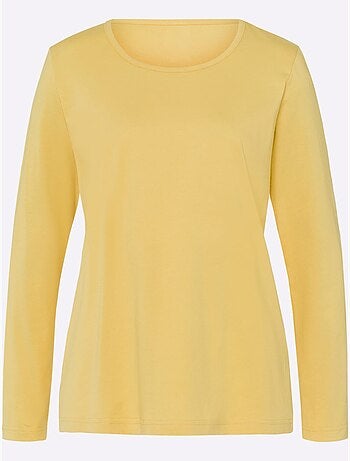 T-shirt à manches longues avec col rond et coupe simple - Taille standard - Moda Vilona