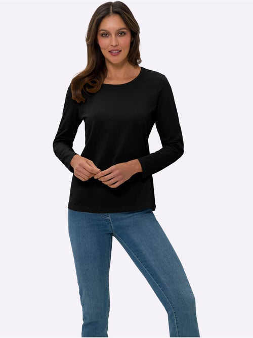 T-shirt à manches longues avec col rond et coupe simple - Taille standard - Moda Vilona - Kiabi T-shirt à manches longues avec col rond et coupe simple - Taille standard - Moda Vilona - Kiabi