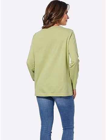 T-shirt à manches longues avec col rond et lien à nouer - taille standard - moda vilona