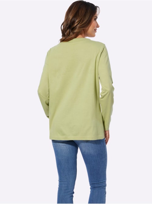 T-shirt à manches longues avec col rond et lien à nouer - taille standard - moda vilona - Kiabi T-shirt à manches longues avec col rond et lien à nouer - taille standard - moda vilona - Kiabi