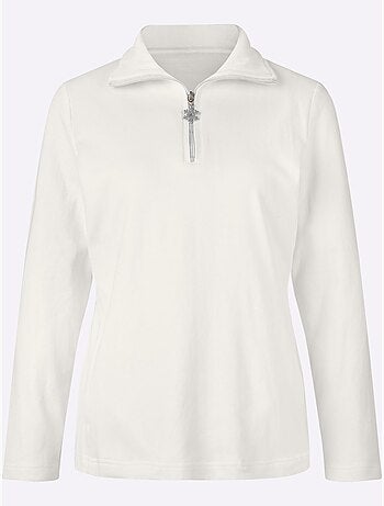 T-shirt à manches longues en coton avec col transformable et poches fendues - taille standard - witt