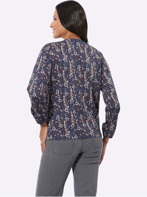 T-shirt à manches longues avec encolure ronde et imprimé floral - taille standard - moda vilona - Kiabi