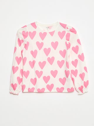 T-shirt à manches longues avec fronces aux épaules