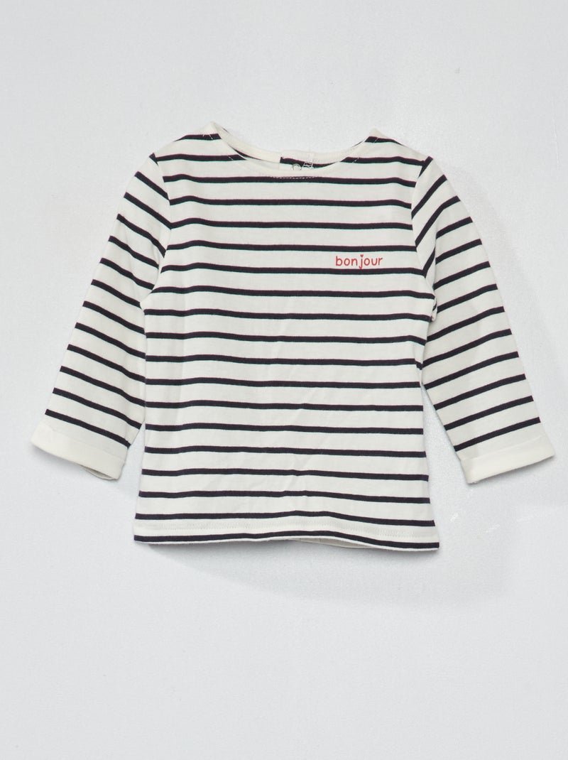 T-shirt à manches longues avec imprimé Bleu - Kiabi
