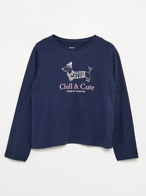 T-shirt à manches longues avec imprimé - Kiabi