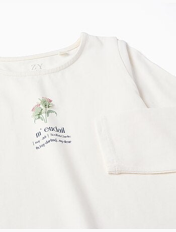 T-shirt à manches longues avec imprimé fleurs et volants