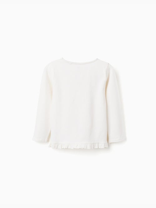 T-shirt à manches longues avec imprimé fleurs et volants - Kiabi