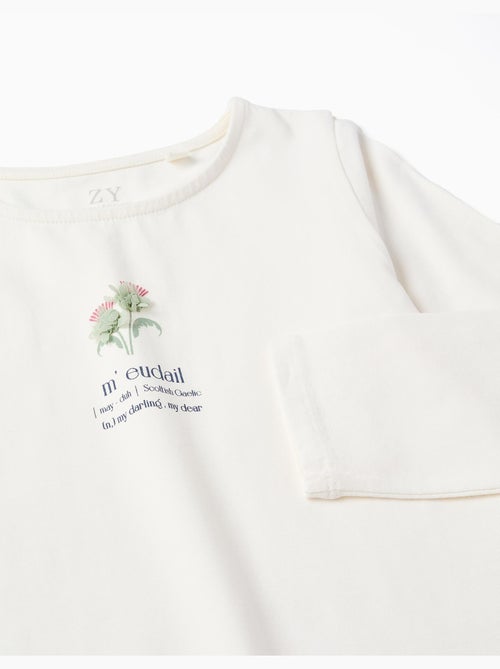 T-shirt à manches longues avec imprimé fleurs et volants - Kiabi