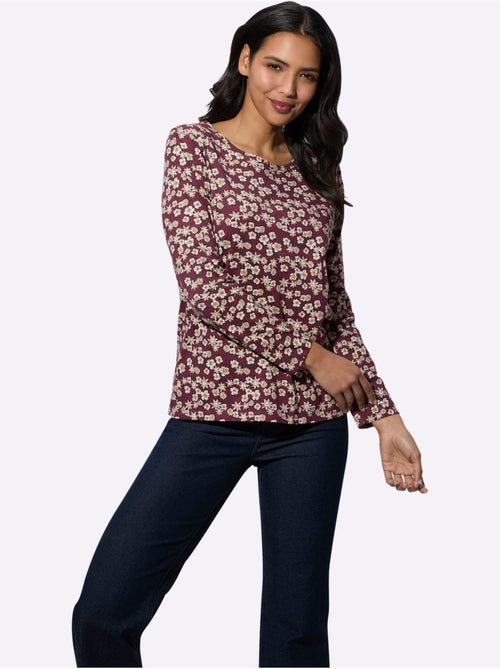T-shirt à manches longues avec imprimé floral et encolure ronde - Taille standard - Moda Vilona - Kiabi T-shirt à manches longues avec imprimé floral et encolure ronde - Taille standard - Moda Vilona - Kiabi