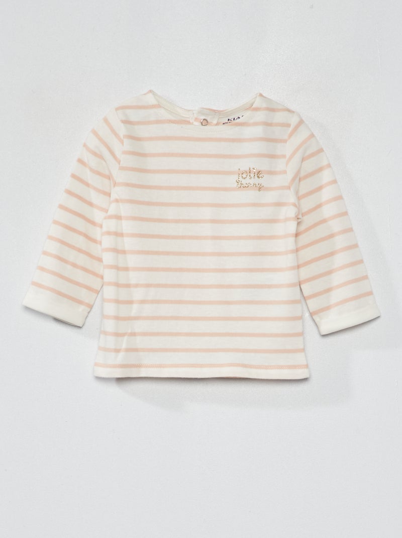 T-shirt à manches longues avec imprimé Rose - Kiabi