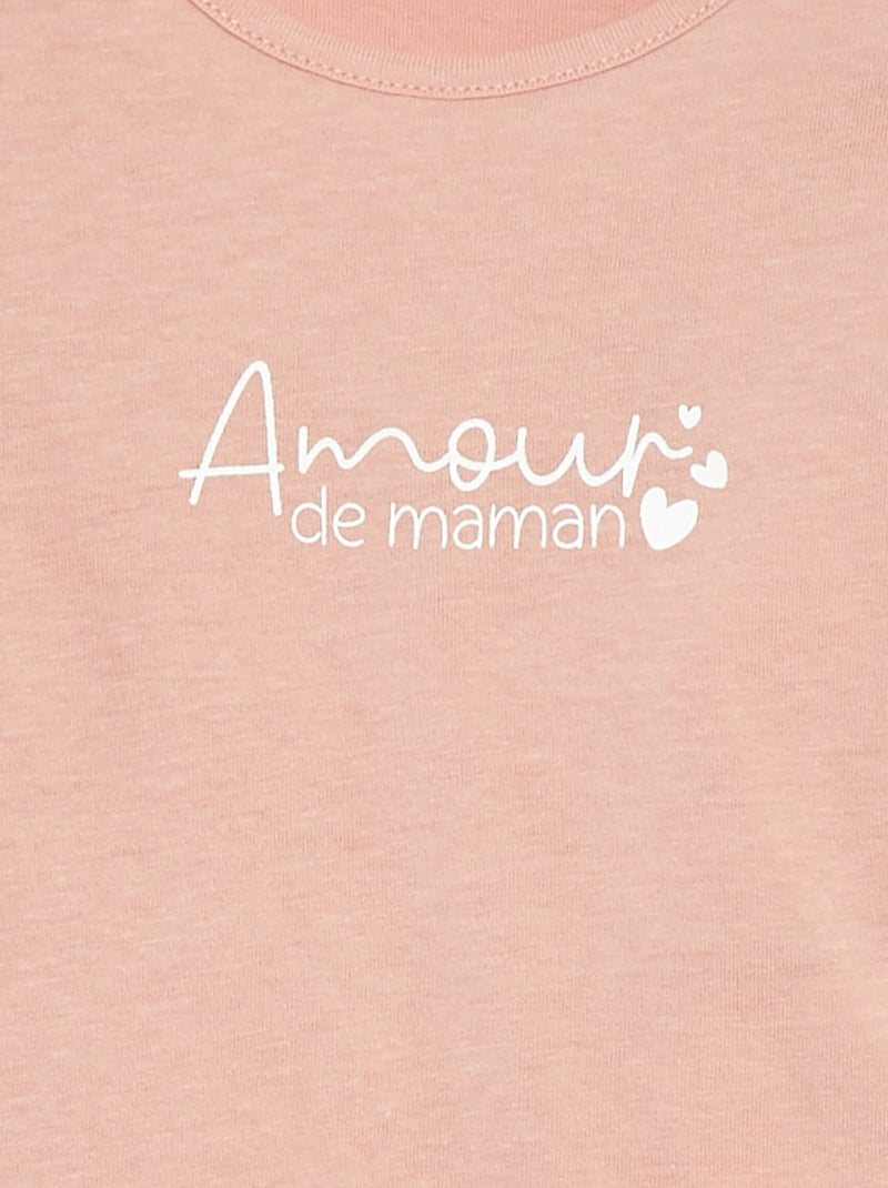 T-shirt à manches longues avec imprimé Rose - Kiabi