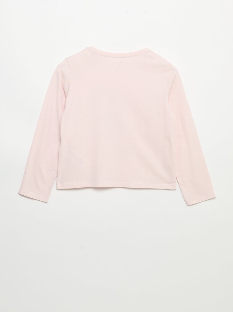 T-shirt à manches longues avec imprimé Rose - Kiabi