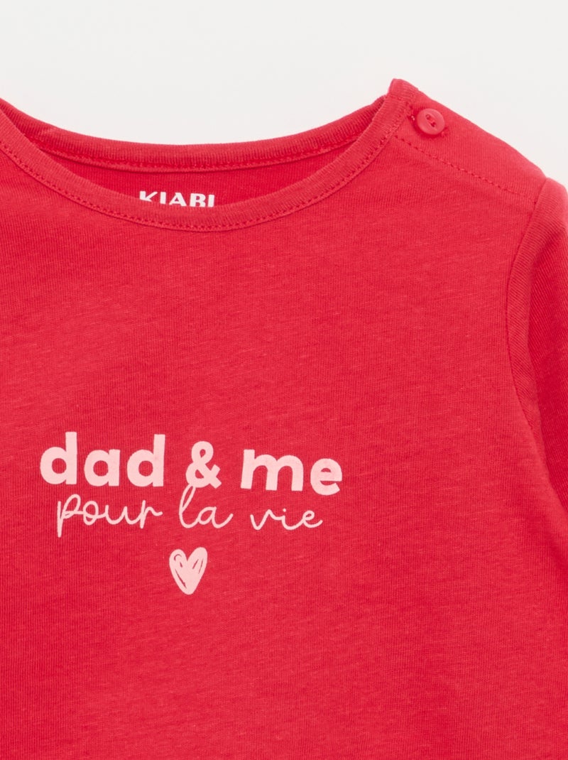 T-shirt à manches longues avec imprimé Rouge - Kiabi