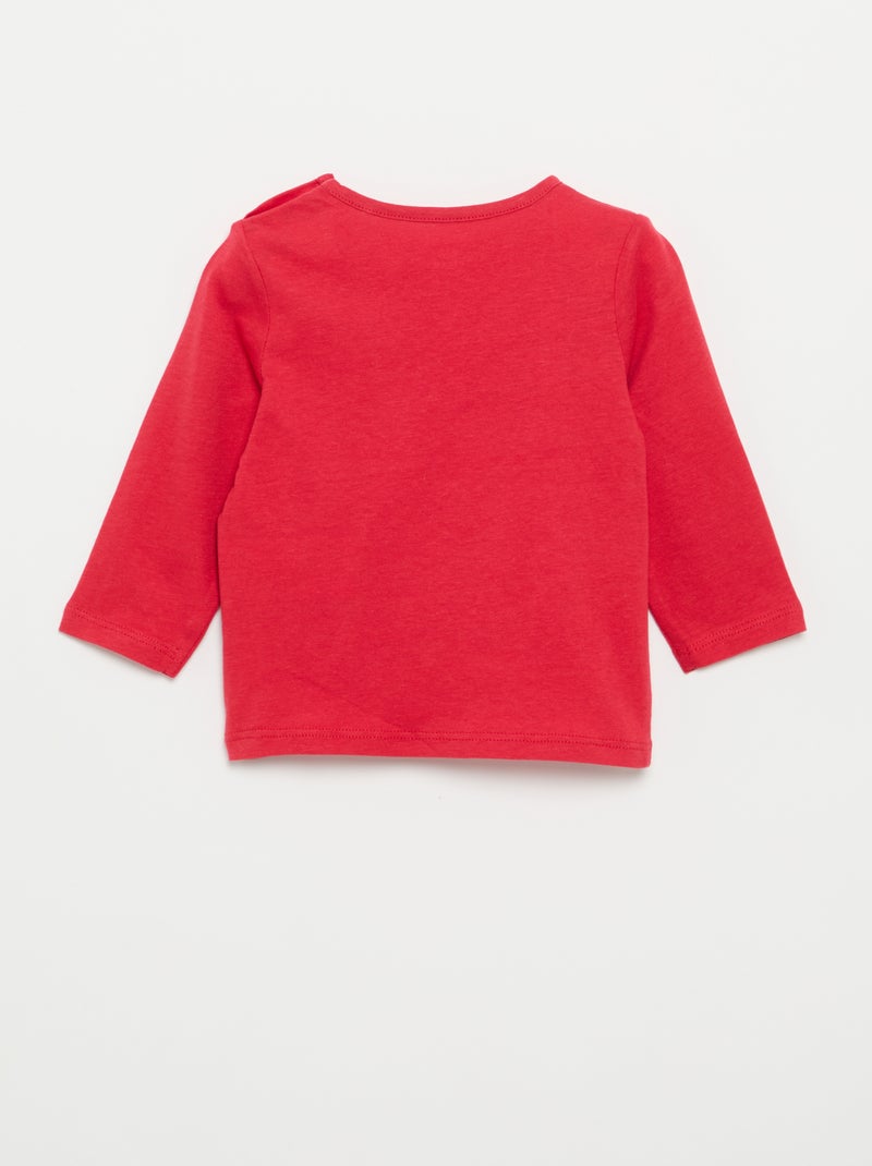 T-shirt à manches longues avec imprimé Rouge - Kiabi