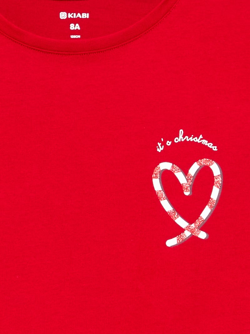 T-shirt à manches longues avec imprimé Rouge - Kiabi