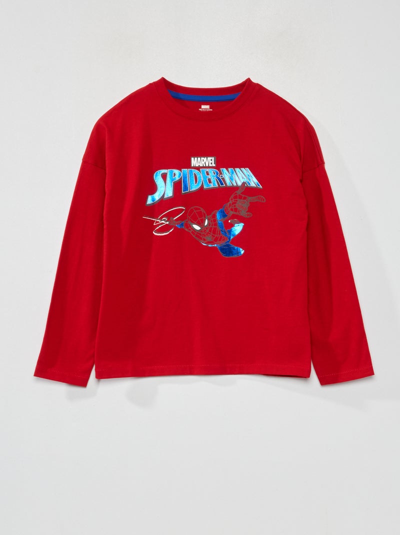 T-shirt à manches longues avec imprimé 'Spider-Man' Rouge - Kiabi
