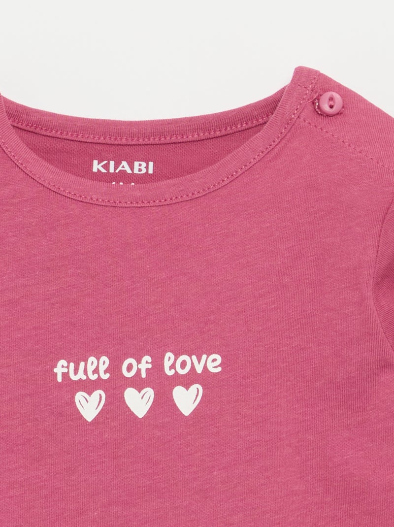 T-shirt à manches longues avec imprimé Violet - Kiabi