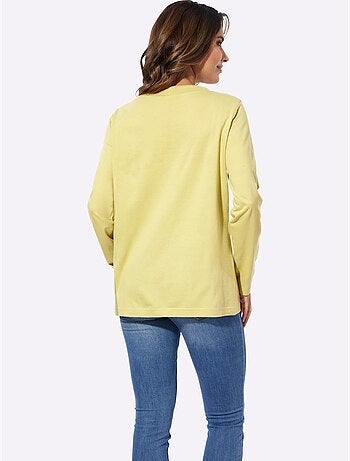 T-shirt à manches longues avec col rond et lien à nouer - taille standard - moda vilona