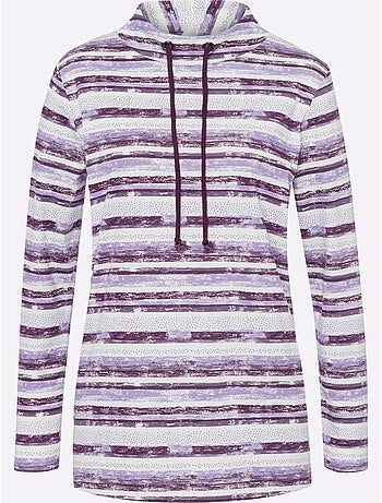 T-shirt à manches longues avec lien à nouer et rayures - taille standard - moda vilona