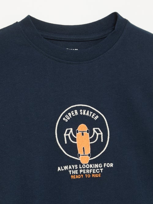 T-shirt à manches longues avec patchs devant et dos - Kiabi