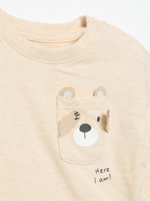 T-shirt à manches longues avec poche animée - Kiabi