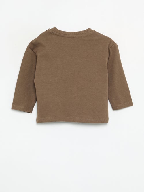T-shirt à manches longues avec poche animée - Kiabi