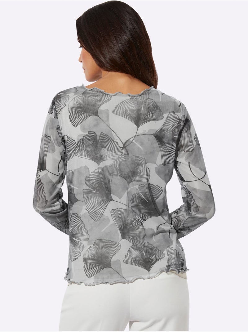 T-shirt à Manches Longues Avec Viscose (ecovero) - Taille Standard - Helline Gris clair - Kiabi