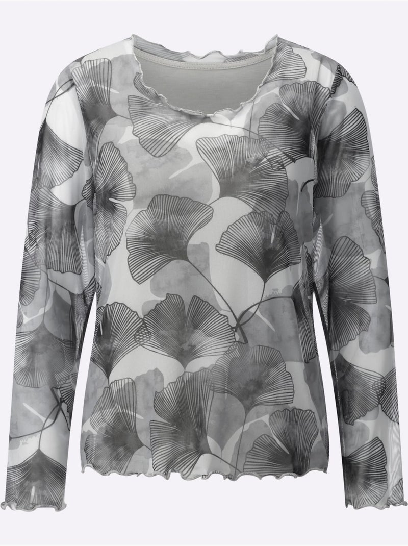 T-shirt à Manches Longues Avec Viscose (ecovero) - Taille Standard - Helline Gris clair - Kiabi