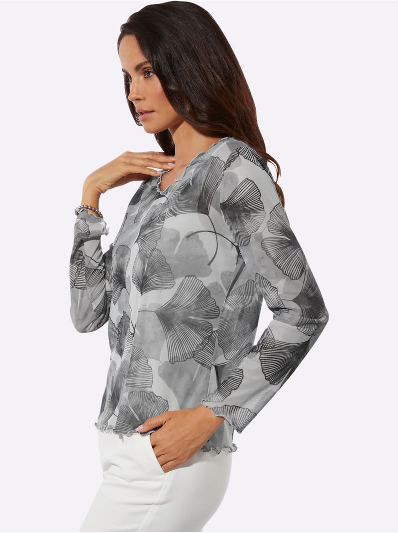 T-shirt à Manches Longues Avec Viscose (ecovero) - Taille Standard - Helline Gris clair - Kiabi