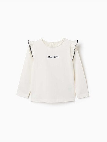 T-shirt à manches longues avec volants et broderie
