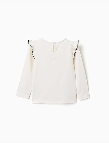 T-shirt à manches longues avec volants et broderie