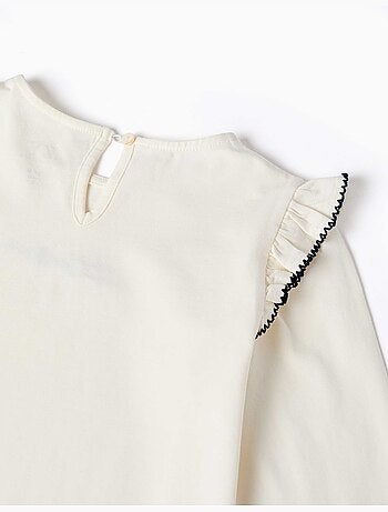 T-shirt à manches longues avec volants et broderie