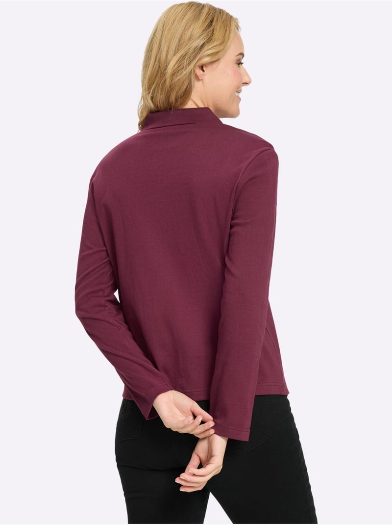 T-shirt à manches longues belle qualité interlock - taille standard - moda vilona Bordeaux - Kiabi