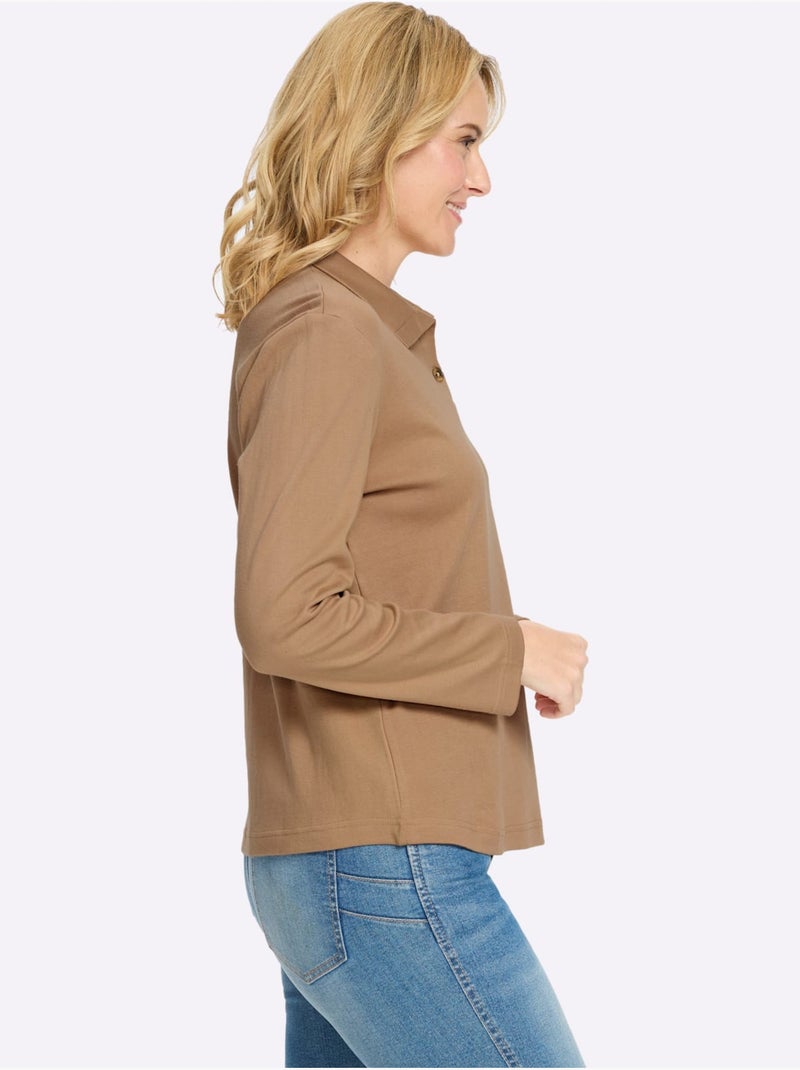 T-shirt à manches longues belle qualité interlock - taille standard - moda vilona Doré - Kiabi