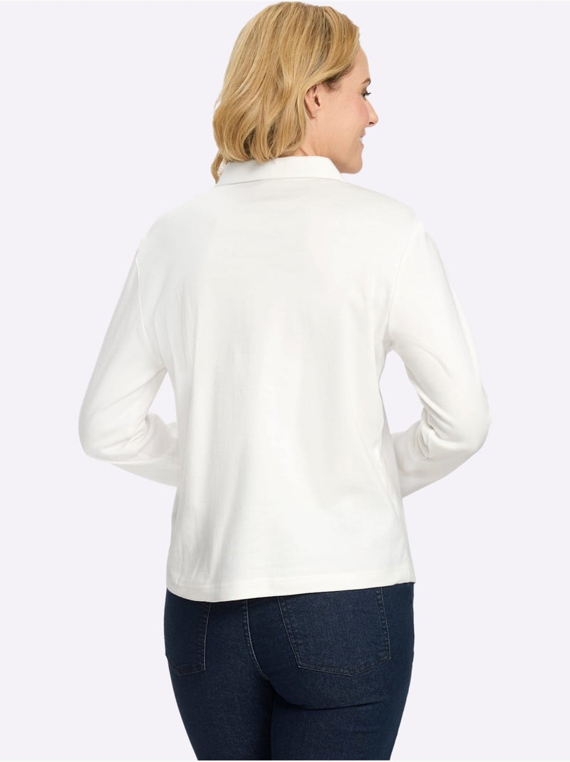 T-shirt à manches longues belle qualité interlock - taille standard - moda vilona Ecru - Kiabi