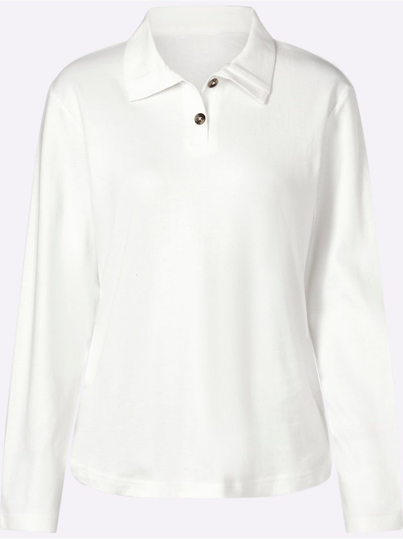 T-shirt à manches longues belle qualité interlock - taille standard - moda vilona Ecru - Kiabi