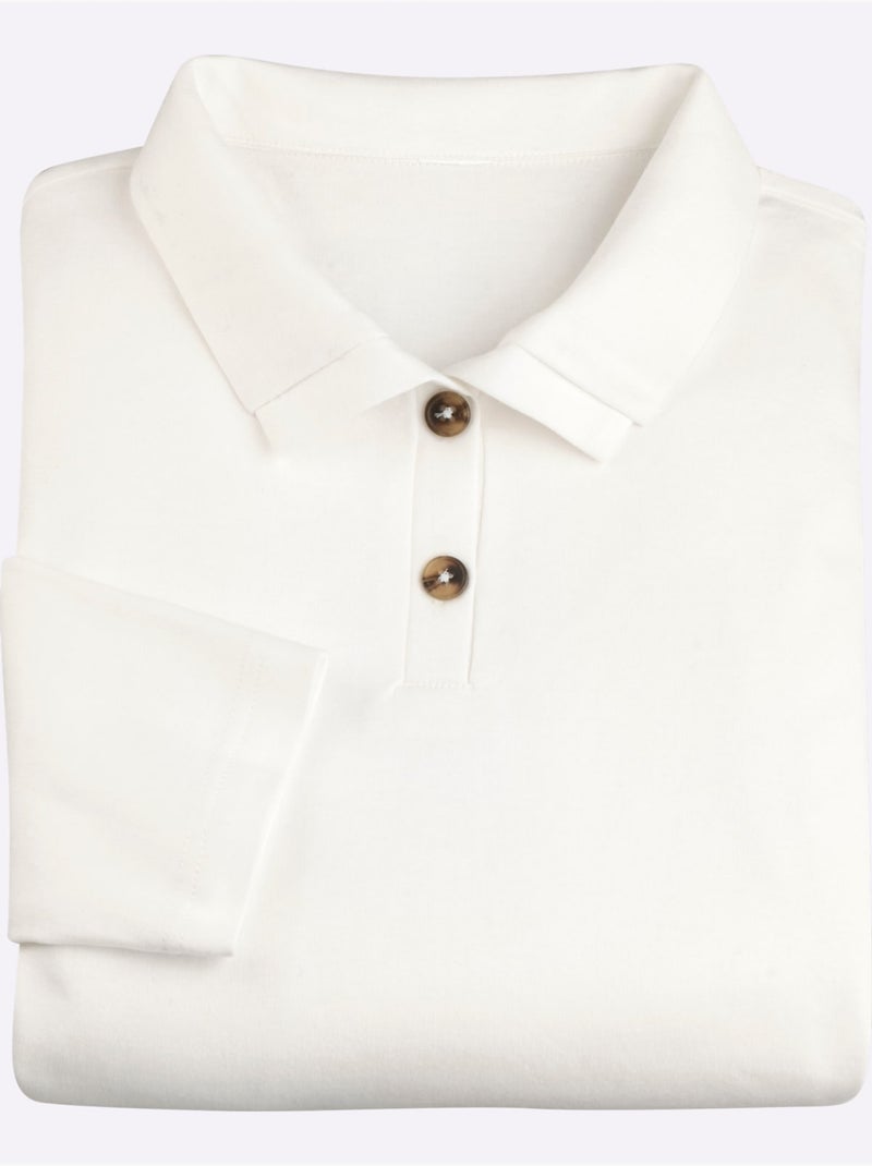 T-shirt à manches longues belle qualité interlock - taille standard - moda vilona Ecru - Kiabi