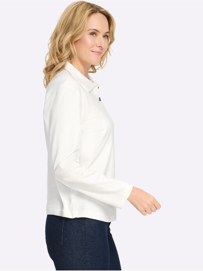 T-shirt à manches longues belle qualité interlock - taille standard - moda vilona Ecru - Kiabi