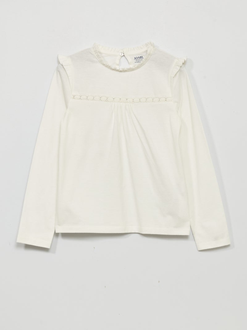 T-shirt à manches longues blanc - Kiabi
