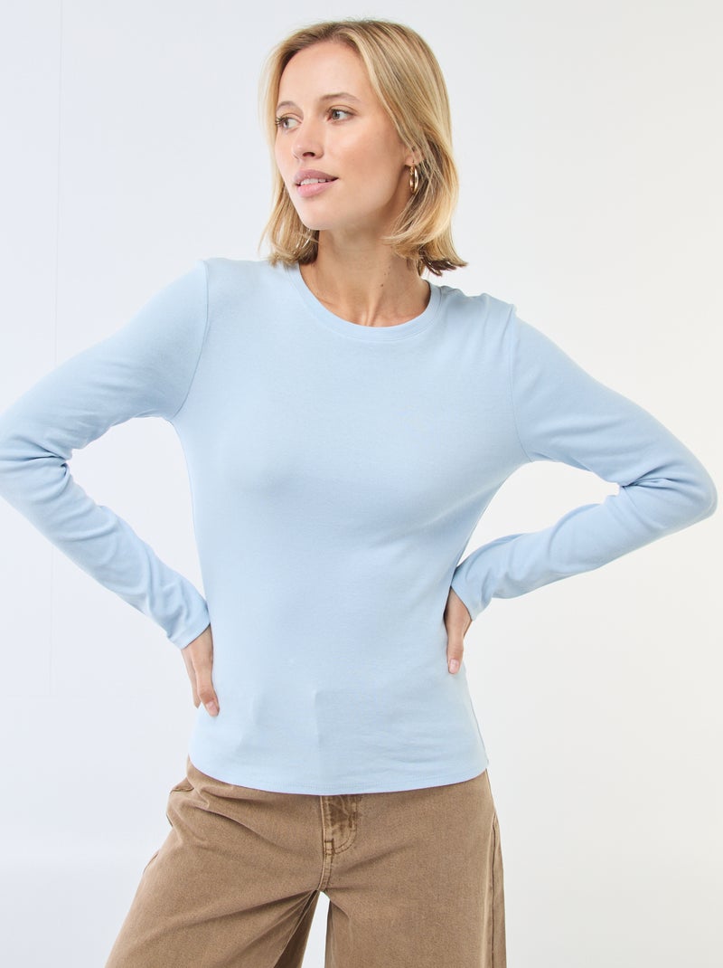 T-shirt à manches longues Bleu ciel - Kiabi