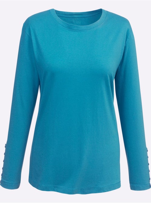 T-shirt à Manches Longues Boutons Décoratifs Aux Manches - Taille Standard - Moda Vilona - Kiabi