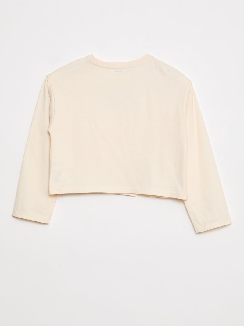 T-shirt à manches longues brodé Beige - Kiabi