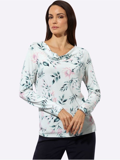 T-shirt à Manches Longues Col Bénitier Flatteur - Taille Standard - Helline - Kiabi