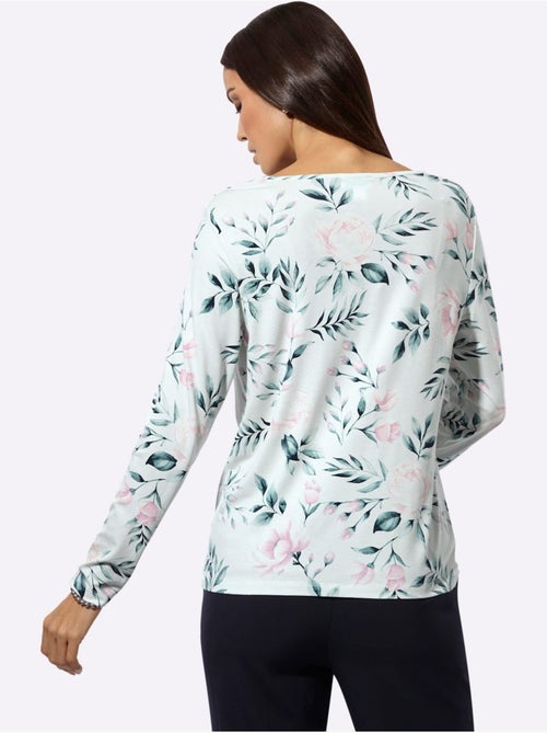 T-shirt à Manches Longues Col Bénitier Flatteur - Taille Standard - Helline - Kiabi