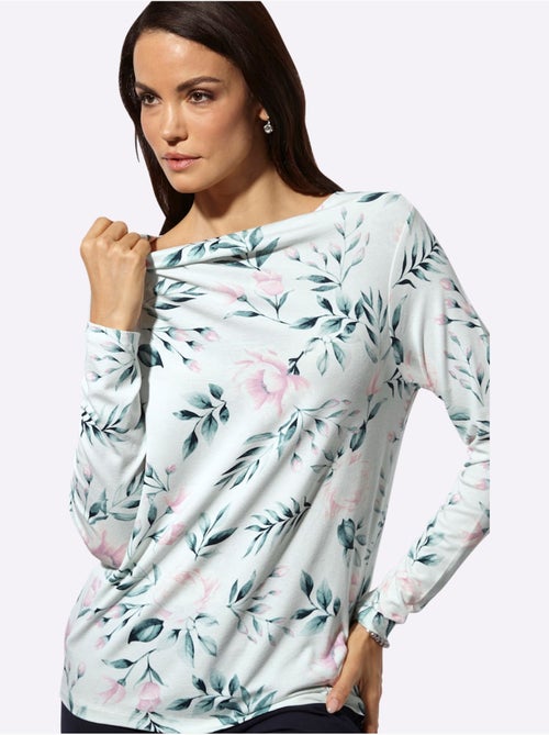 T-shirt à Manches Longues Col Bénitier Flatteur - Taille Standard - Helline - Kiabi