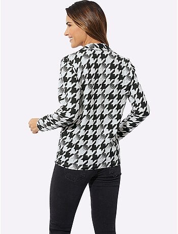T-shirt à Manches Longues Col Chemise Ouvert - Taille Standard - Moda Vilona