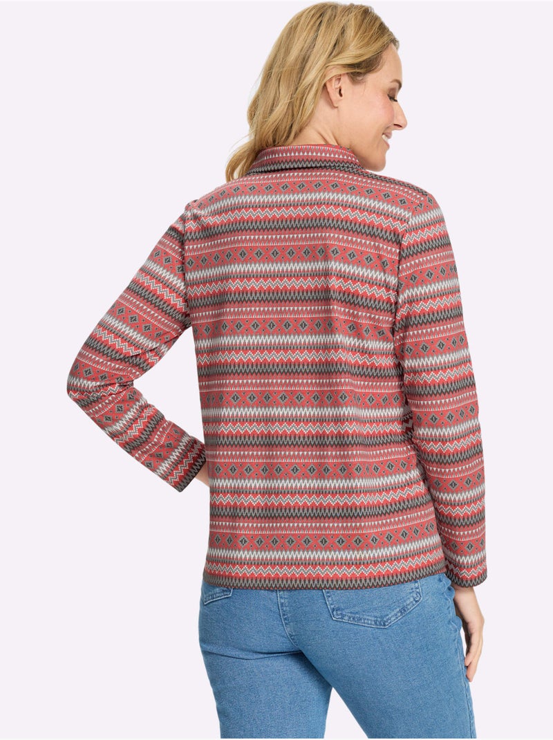 T-shirt à manches longues col polo avec fermeture à glissière - moda vilona Rose - Kiabi