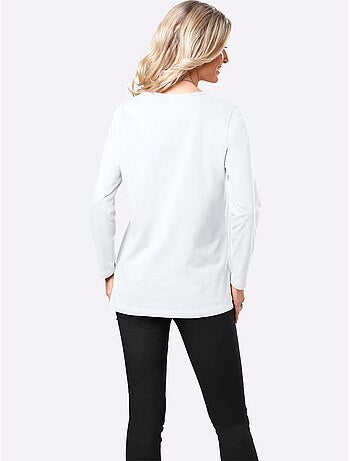 T-shirt à Manches Longues Coupe Longue Et Dissimulante - Taille Standard - Moda Vilona